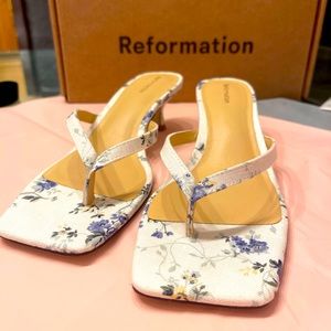 Reformation floral sandal.